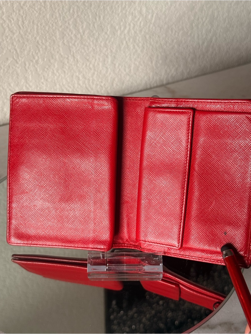 Prada Saffiano Leather Wallet Red Triangle Logo - Picture 7 of 9